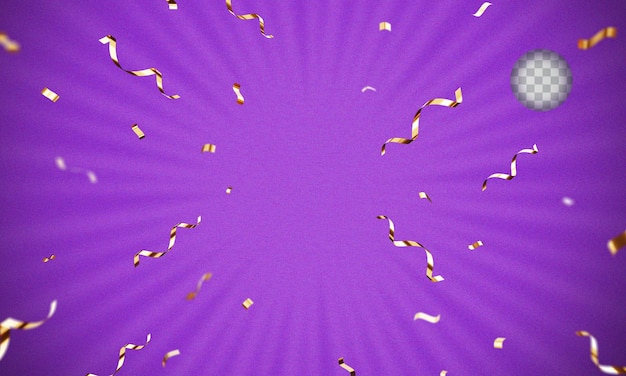 Gold 3d render confetti isolated with background