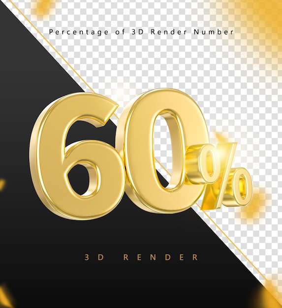 Золотой 3D рендеринг Процентный номер 60