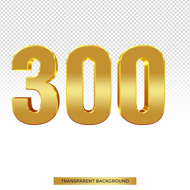 Gold 3d rendering number 300 isolated