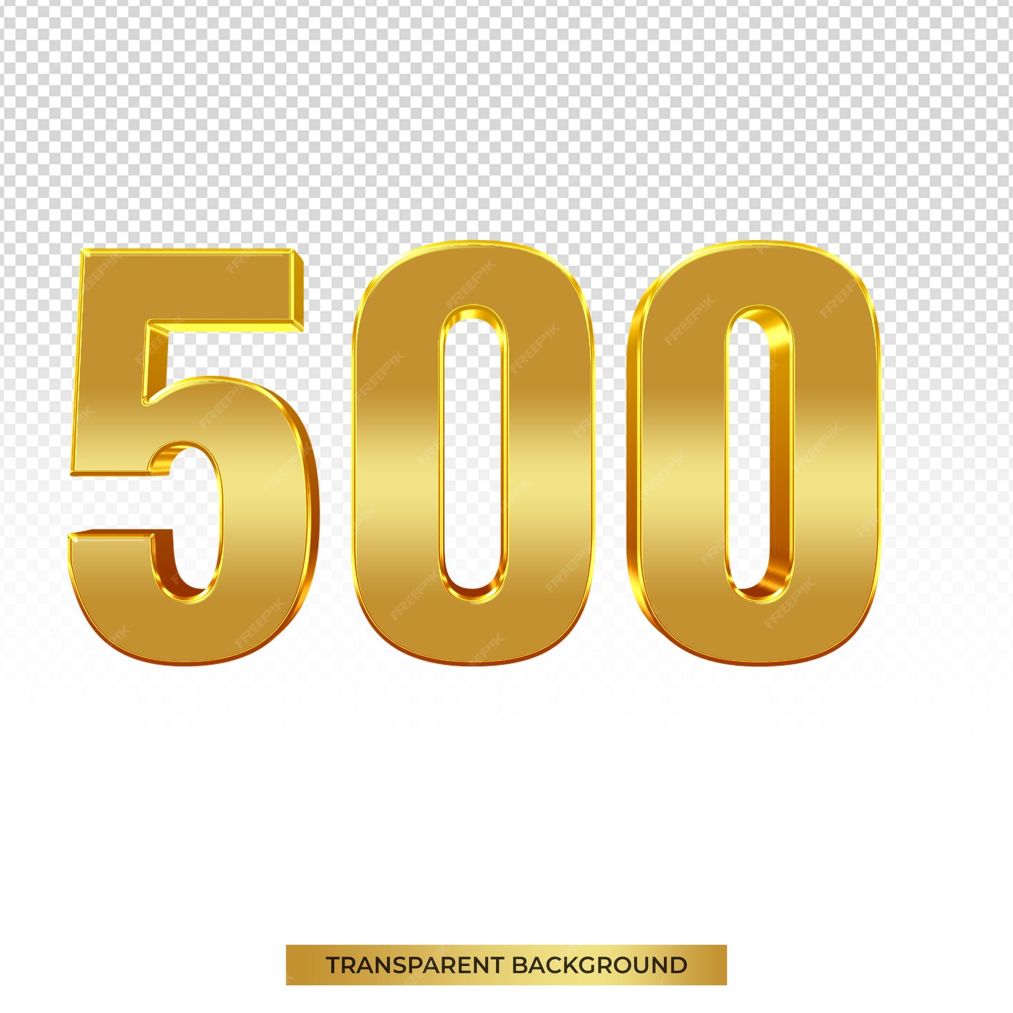 Premium PSD Gold 3d Rendering Number 500 Isolated premium-psd-gold-3d-rendering-number-500-isolated