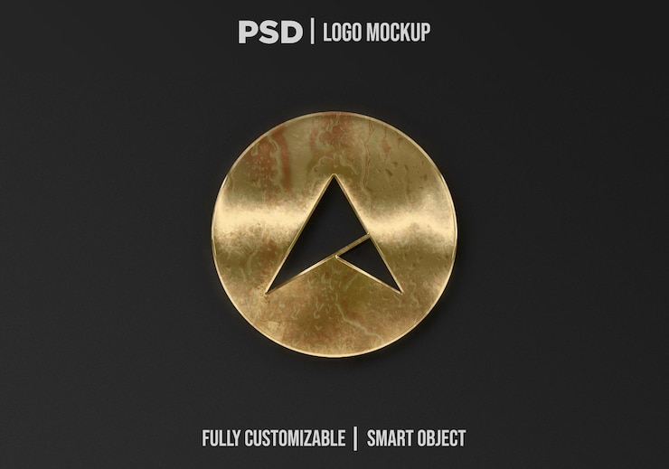 Gold 3d shining logo mockup template