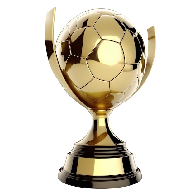 Gold 3d soccer cup isolated on white background