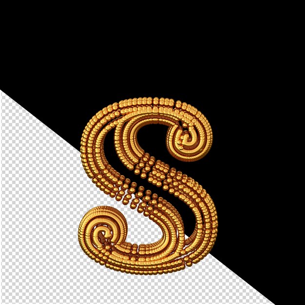 PSD gold 3d symbol made of spheres letter s