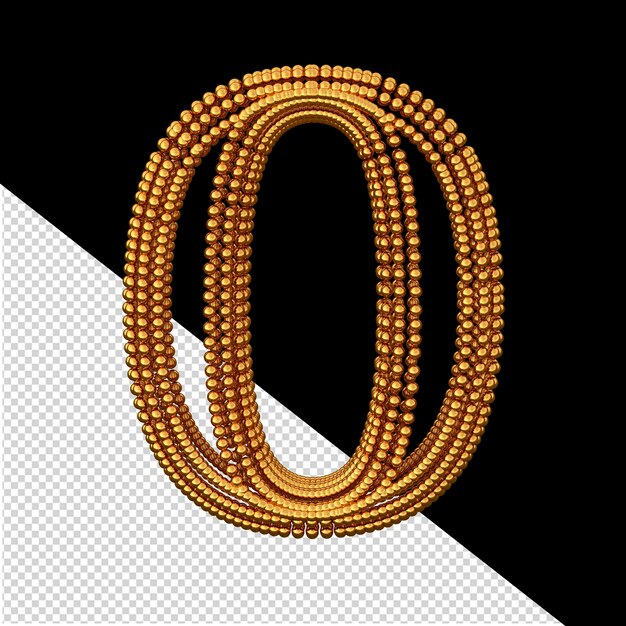 PSD gold 3d symbol made of spheres number 0