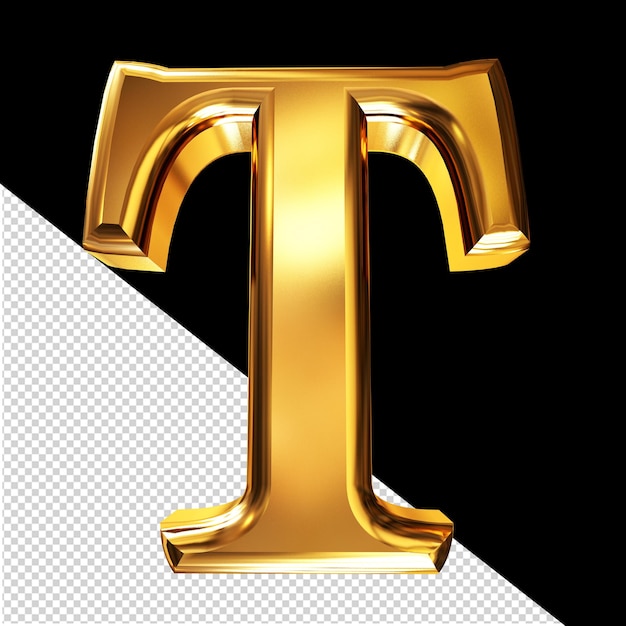 PSD gold 3d symbol with bevel letter t