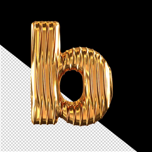 PSD gold 3d symbol with vertical ribs letter b