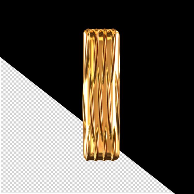 PSD gold 3d symbol with vertical ribs letter l