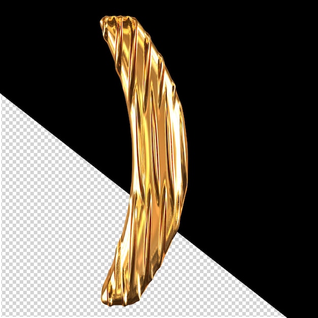 PSD gold 3d symbol with vertical ribs