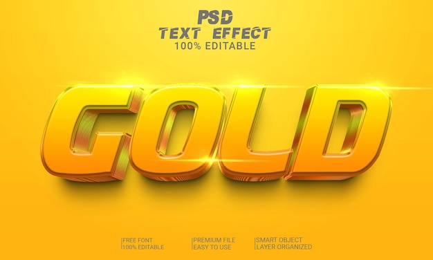 Gold 3d text effect psd file