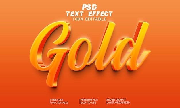 Gold 3d text effect psd file