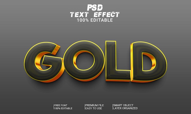 Gold 3D Text Effect PSD File