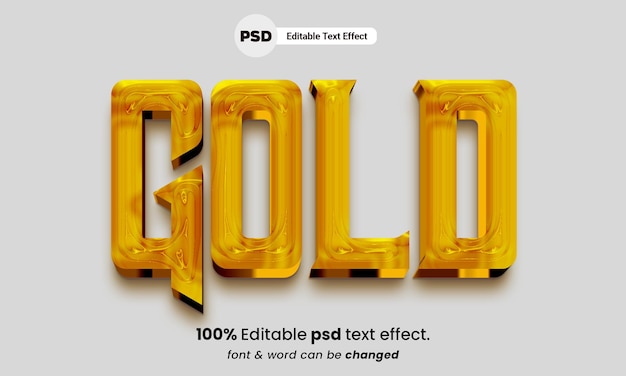 Gold 3d text effect style premium gold text effect