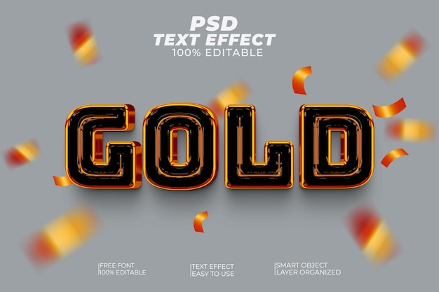 Gold 3d text effect style