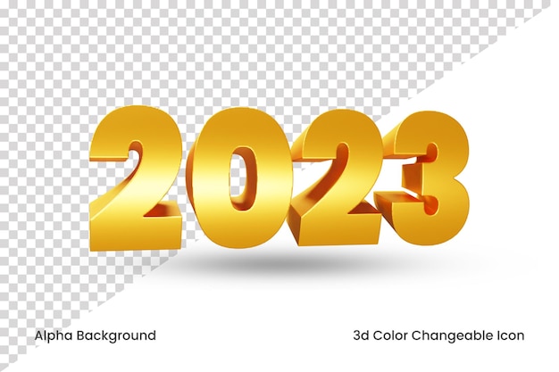 PSD Золотой 3d текстовый эффект с новым годом 2023 в современном стиле