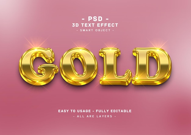 PSD Золотой эффект стиля 3d-текста