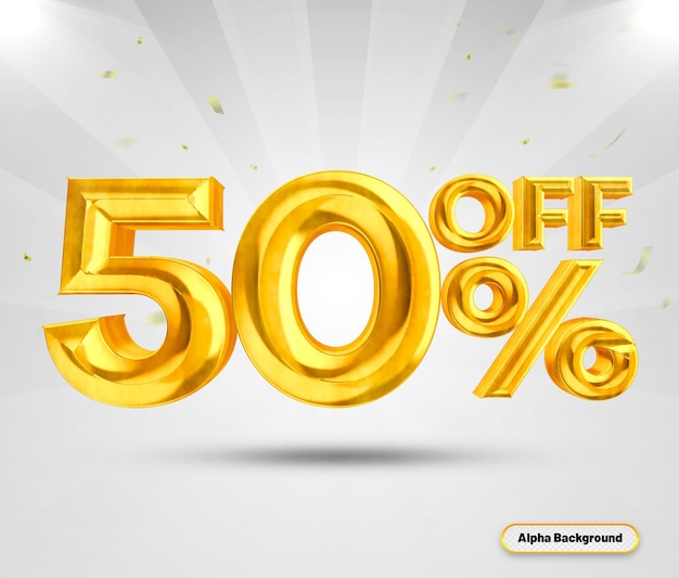 Gold 50 percent luxury 3d render