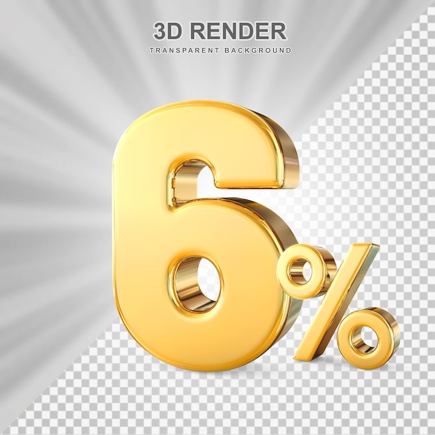 Gold 6 percent offer in 3d rendering