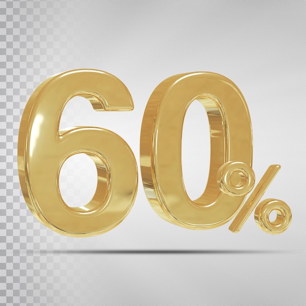 Rendering 3d di lusso in oro al 60 percento