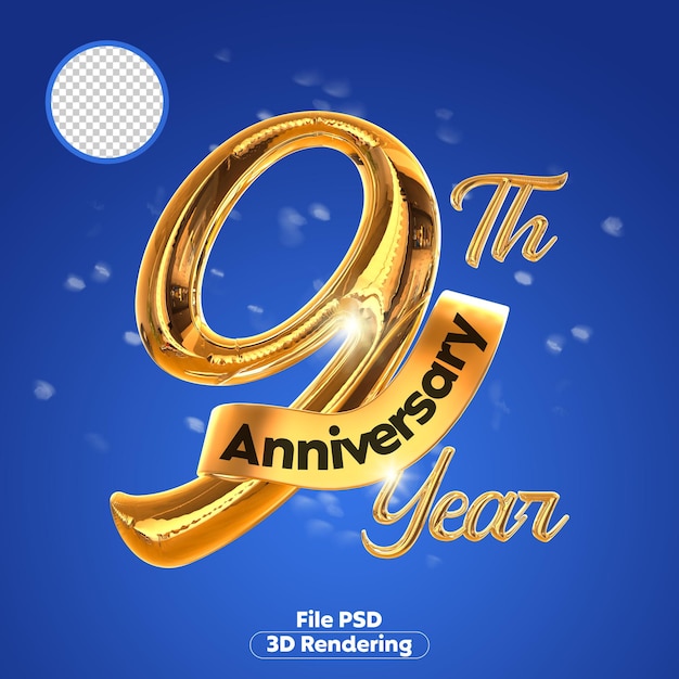 PSD gold 9 anniversary template design