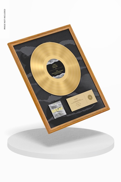 PSD gold album mockup, falling