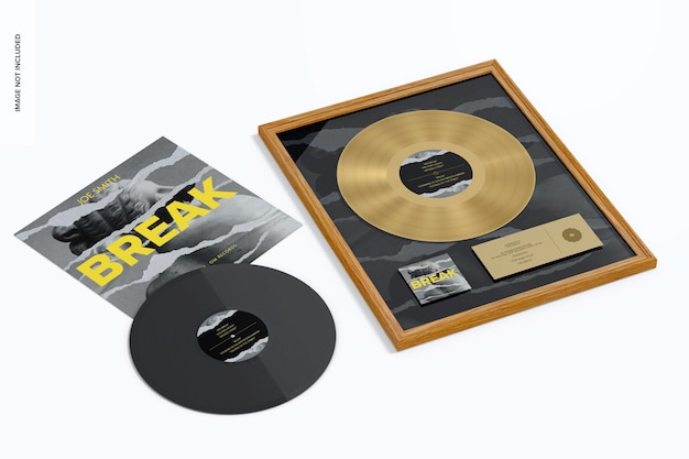 PSD gold album mockup, perspective