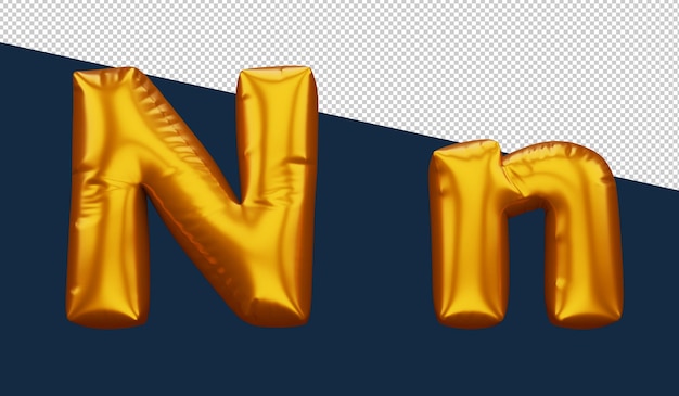 Gold alphabet balloon metallic text float 3d rendering