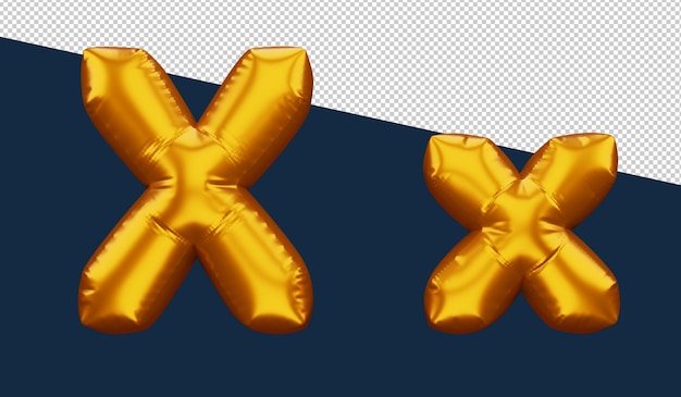 Gold alphabet balloon metallic text float 3d rendering