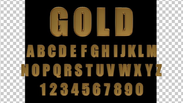 Gold alphabet template. Art deco style numbers and letters.