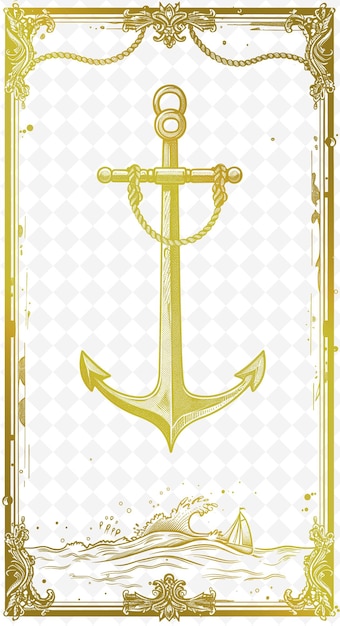 PSD a gold anchor with a gold crown on it