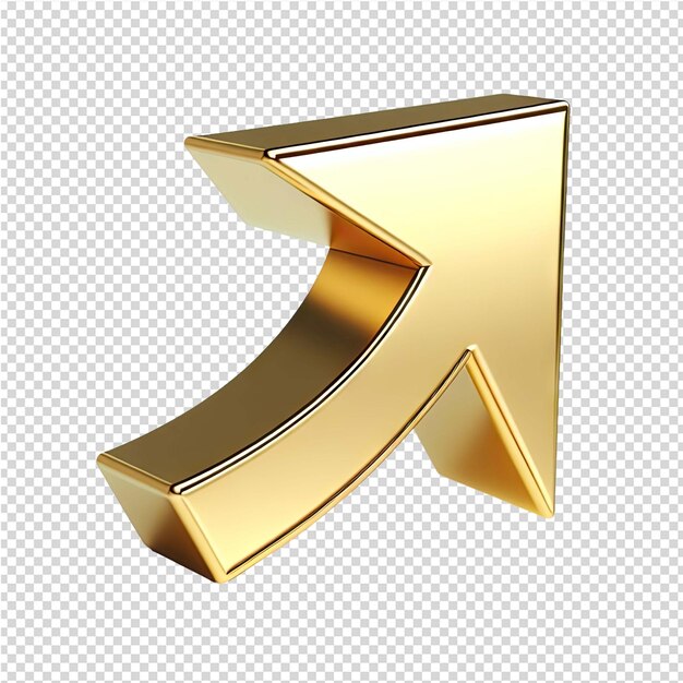 PSD gold arrow pointing to the left on a transparent background