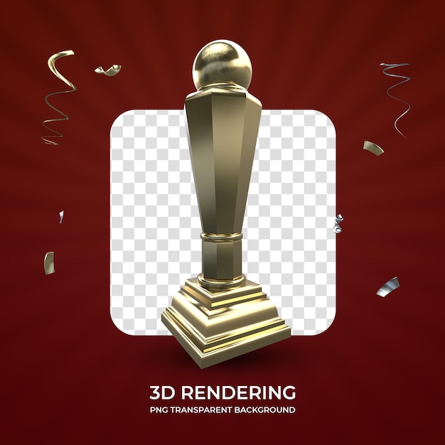 PSD gold awarding trophy 3d rendering isolated transparent background