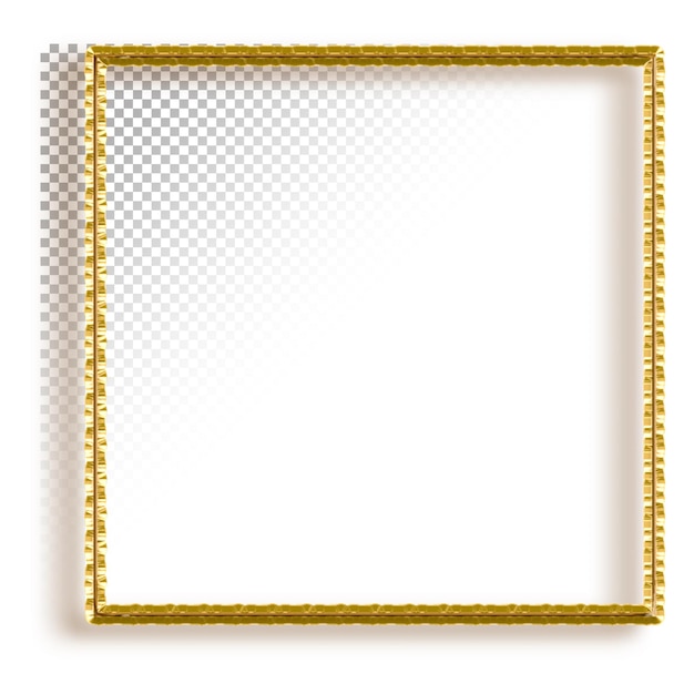 A gold balloon frame with a border of gold color on a transparent background