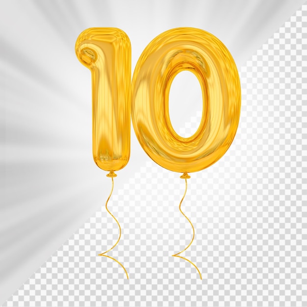 PSD gold balloon number 10