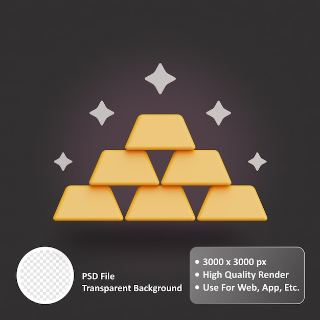 Gold bar 3d realistische object ontwerp vector pictogram illustratie