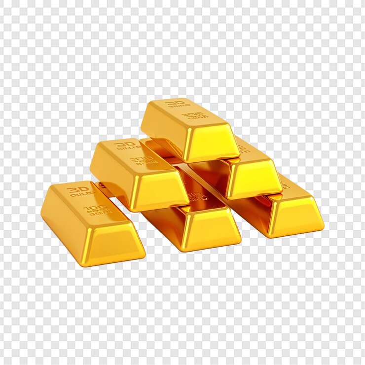 PSD 透明背景上隔離的金條