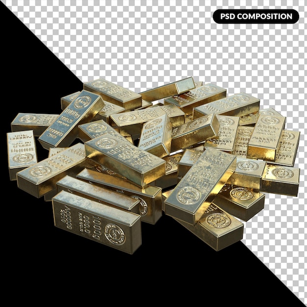 PSD gold bars isolated background premium 3d illustration psd
