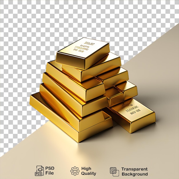 PSD Золотые слитки, изолированные на прозрачном фоне, включают в себя png-файл