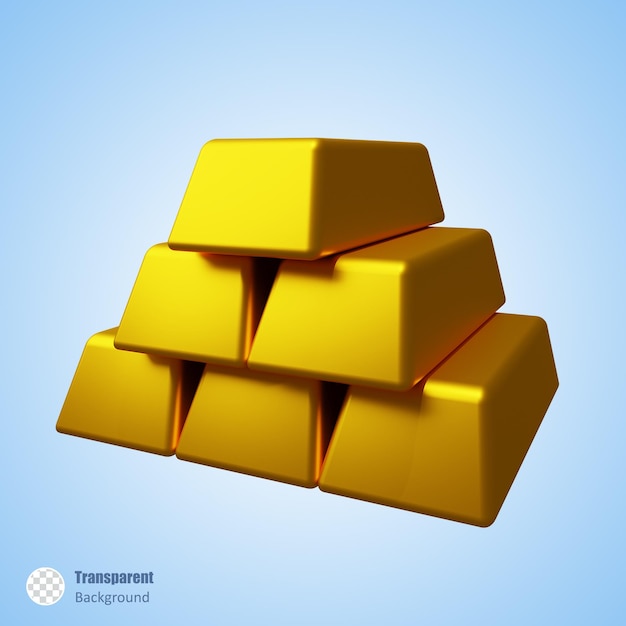 3d 렌더링 디자인에 쌓인 금괴