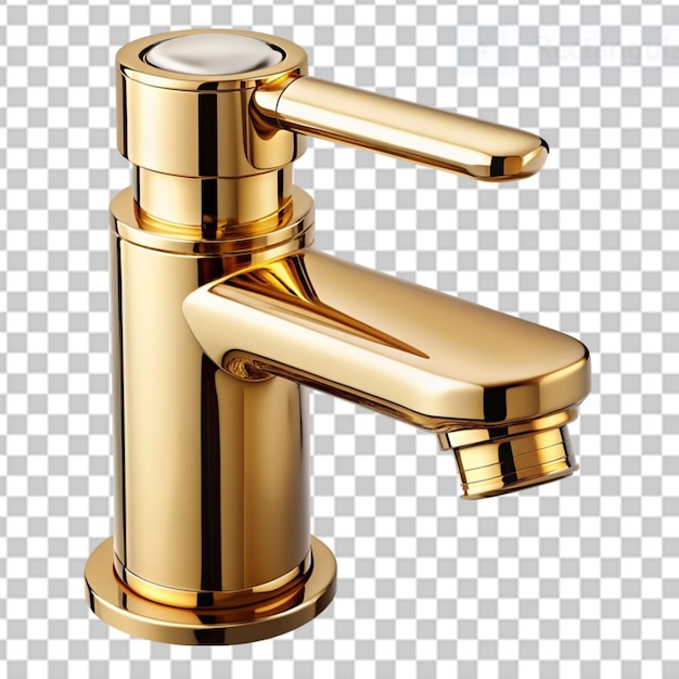 PSD gold bidet faucet on transparent background
