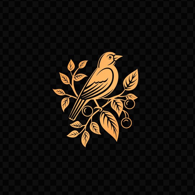 Gold bird on a black background