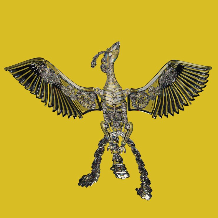 PSD a gold bird with a gold body and a gold background