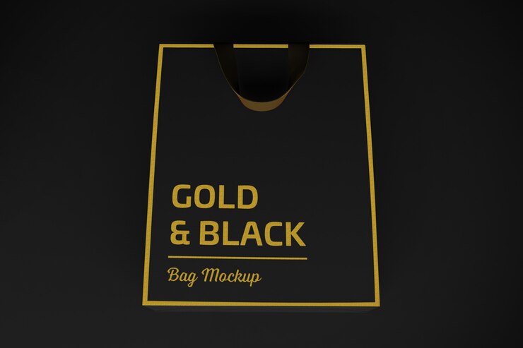 PSD gold & black bag 3d rendering