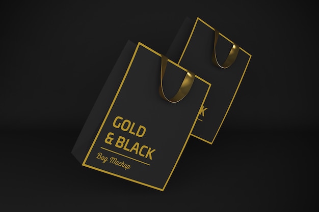 Rendering 3d gold & black bag