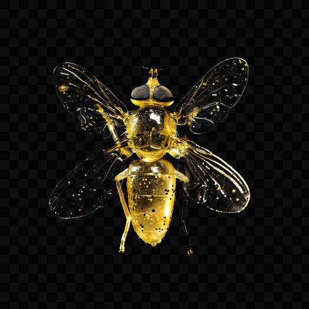 A gold and black bee with a gold body and a gold dome