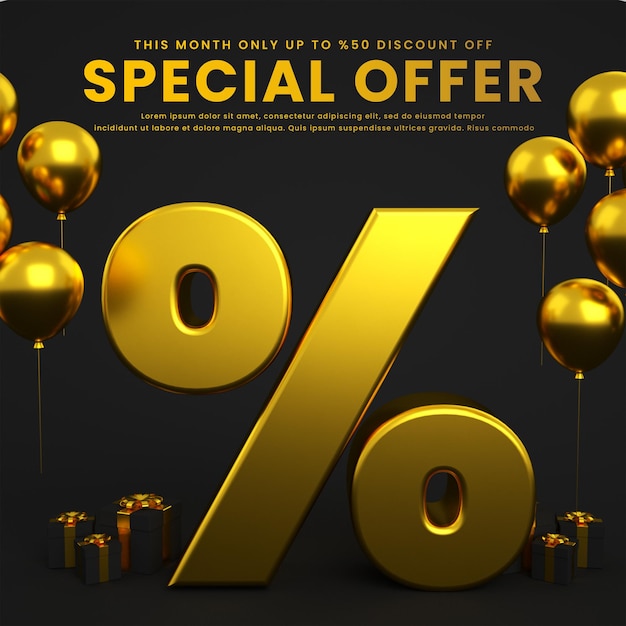 Gold and black big flash super mega sale post banner template with special discount promotion offer