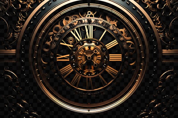 PSD a gold and black clock face with the hands on the numbers 1 and 12