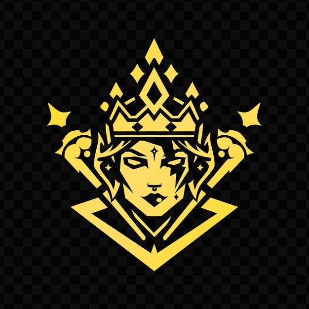 PSD a gold and black image of a girl with a crown on her head