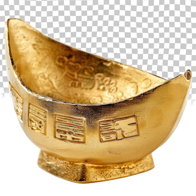 PSD a gold bowl with the word  e  on it