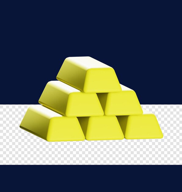 Gold Bricks 3D Icon Illustration