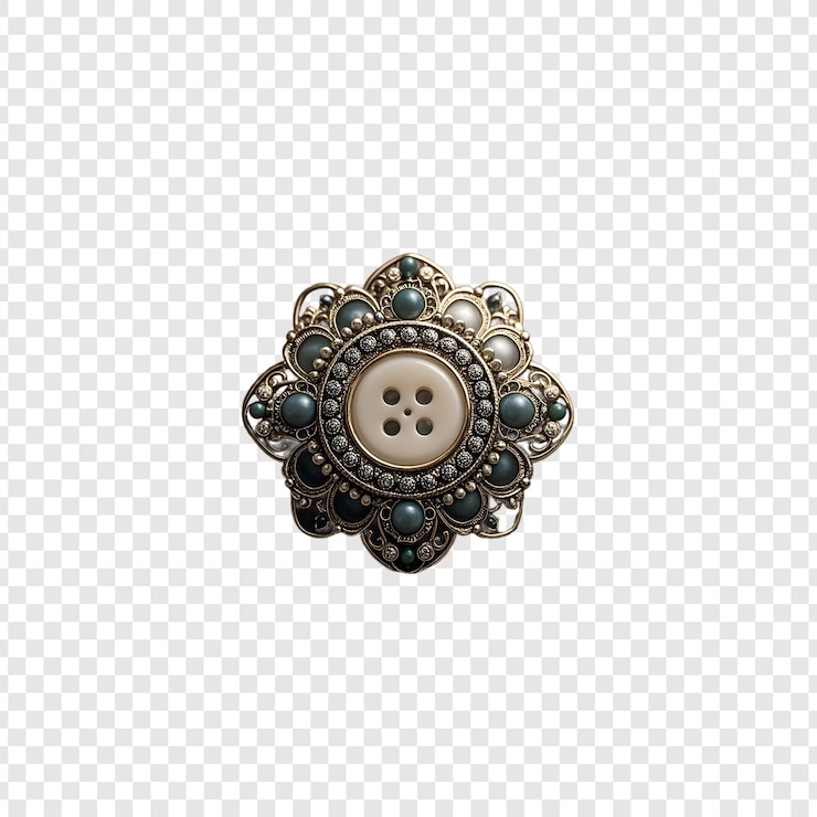 PSD a gold brooch with a button that says  no power  on it